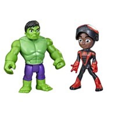 Marvel Spidey and His Amazing Friends Hero Reveal 2-Pack, Action Figures, Mask Flip Feature, Miles Morales: Spider-Man and Hulk,