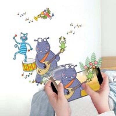 Wall Stories Kids Wall Stickers - Discover Music - Interactive Animal Wall Stickers for Kids Bedrooms - Large Peel and Stick Wall