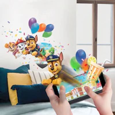 Wall Stories Kids Wall Stickers - Paw Patrol, Pups Save the Parade - Interactive Animal Wall Stickers for Kids Bedrooms - Large Pe