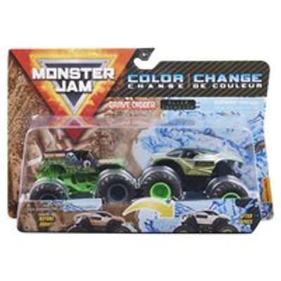 Monster Jam, Official Grave Digger vs. Alien Invasion Color-Changing Die-Cast Monster Trucks, 1:64 Scale