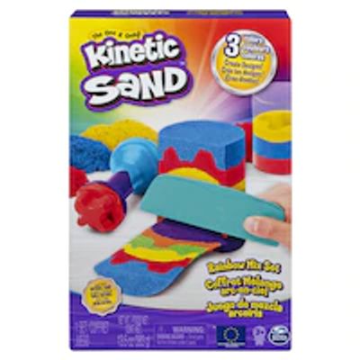 Kinetic Sand Rainbow Mix Set with 3 Colors of Kinetic Sand (13.5oz) and 6 Tools