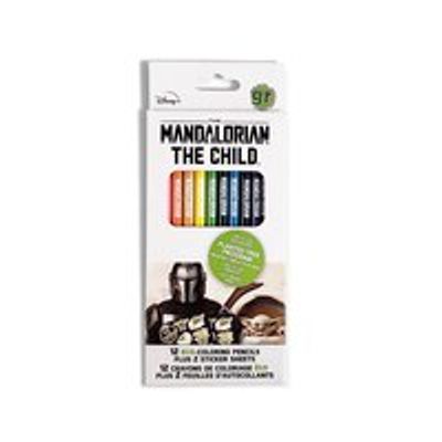 12 Baby Yoda Recycled Newspaper Coloring Pencils with BONUS Sticker Sheets