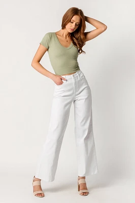 YMI White Curvy High-Rise Wide Leg Jean