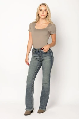 YMI Olympic Wash Mid-Rise Bootcut Jean