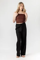 Textured Knit Drawstring Wide-Leg Pant