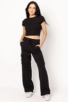 Fleece Wide-Leg Cargo Pant