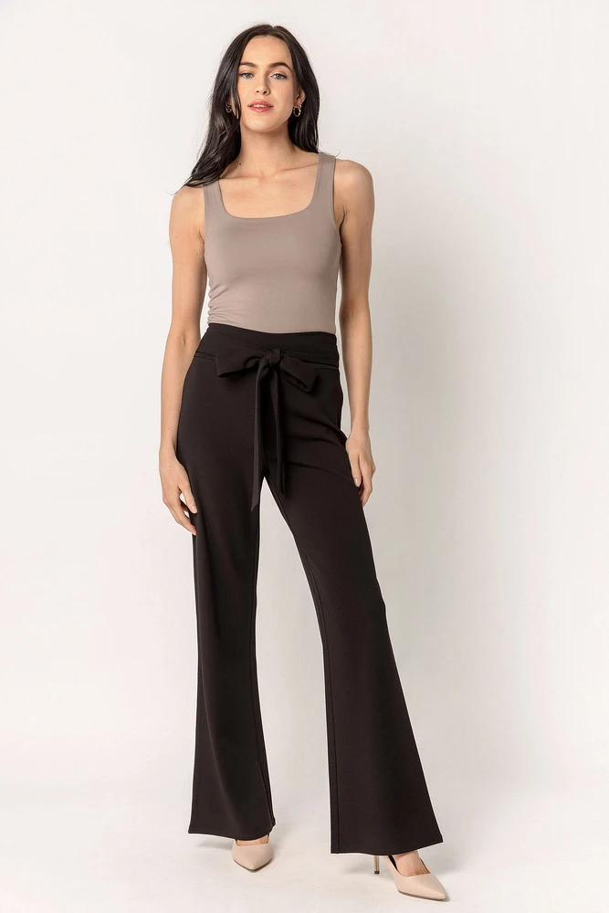 Scuba Crepe Pant with Tie-Belt