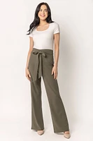 Scuba Crepe Pant with Tie-Belt