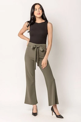 Scuba Crepe Pant with Tie-Belt  - Short Inseam