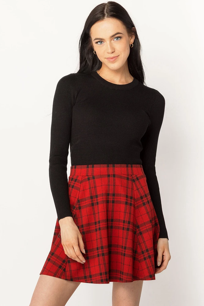 Londyn Plaid Jacquard Skater Skirt