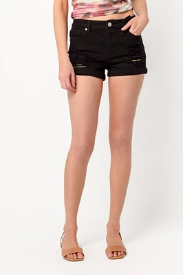 Almost Famous Distressed Black High-Rise Short