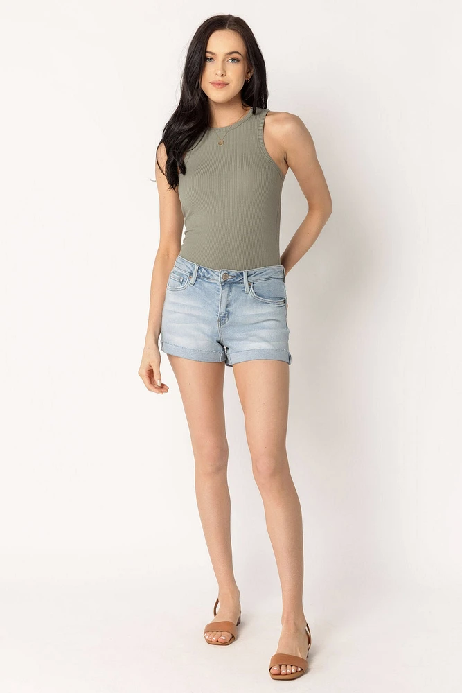 YMI Mid-Rise Short with Raw Edge Cuff