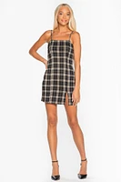 Plaid Dress with Side Slit