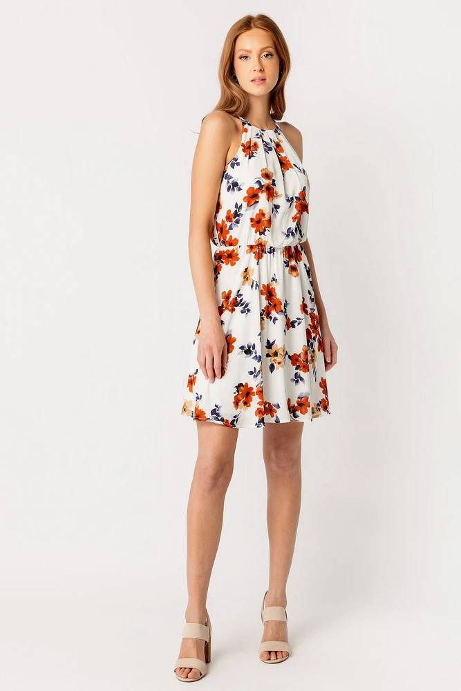 Floral Spaghetti Strap Dress with Elastic Waist