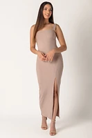 Ribbed Wide Strap Square Neck Maxi Dress