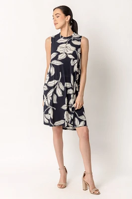 Large Floral Sleeveless Dress with Pockets