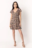 Ditsy Vienna Cap Sleeve Crossover Skater Dress