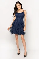 Glitter Mesh Tiered Mini Dress with Emma Bust