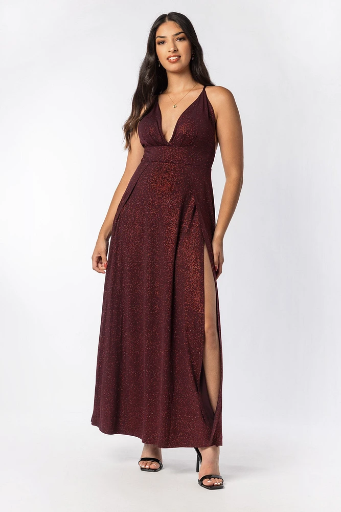 Glitter Spaghetti Strap Maxi Dress