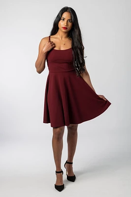 Spaghetti Strap Skater Dress with Lace Back