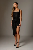 Shimmer Square Neck Midi Dress