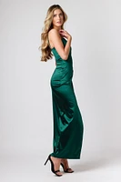 Formal Satin Slit Long Dress