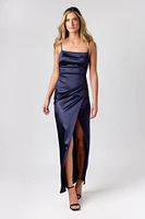 Formal Satin Slit Long Dress