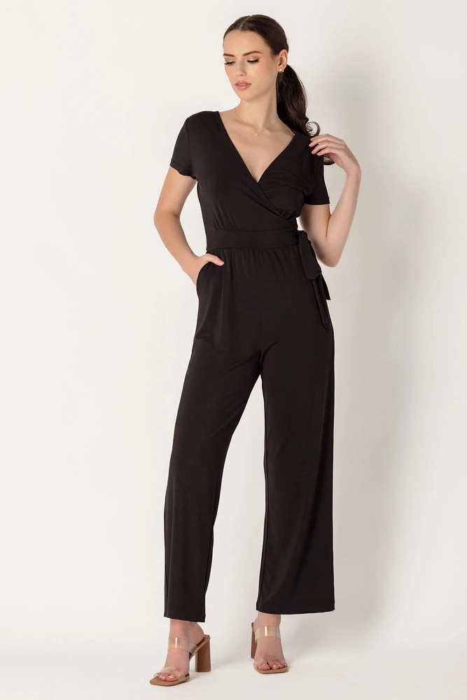 Cap Sleeve Crossover Jumpsuit