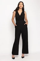 Textured Sleeveless Crossover Jumpsuit