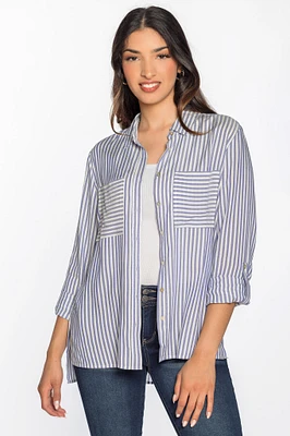 Stripe Shirt with Chest Pockets