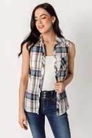 Plaid Sleeveless Shirt