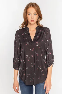 Black & Pink Half Placket Shirt