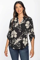 Floral Half-Placket Blouse