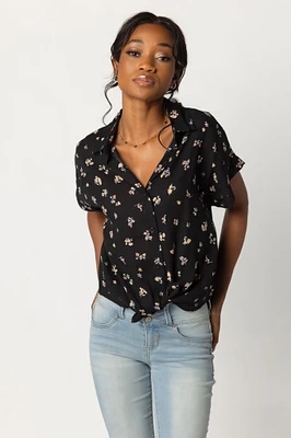 Ditsy Floral Tie-Front Shirt