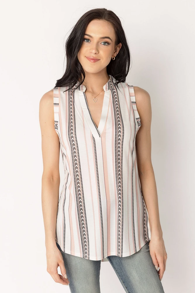 Novelty Stripe Bulgari Sleeveless Blouse