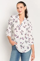 Floral Print V-Neck Long Sleeve Top