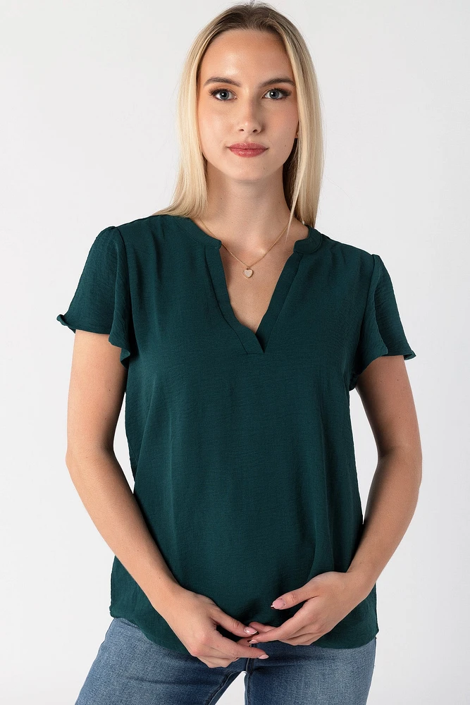 Airflow V-Neck Flutter Sleeve Blouse