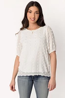 Swiss Dot Puff Sleeve Blouse