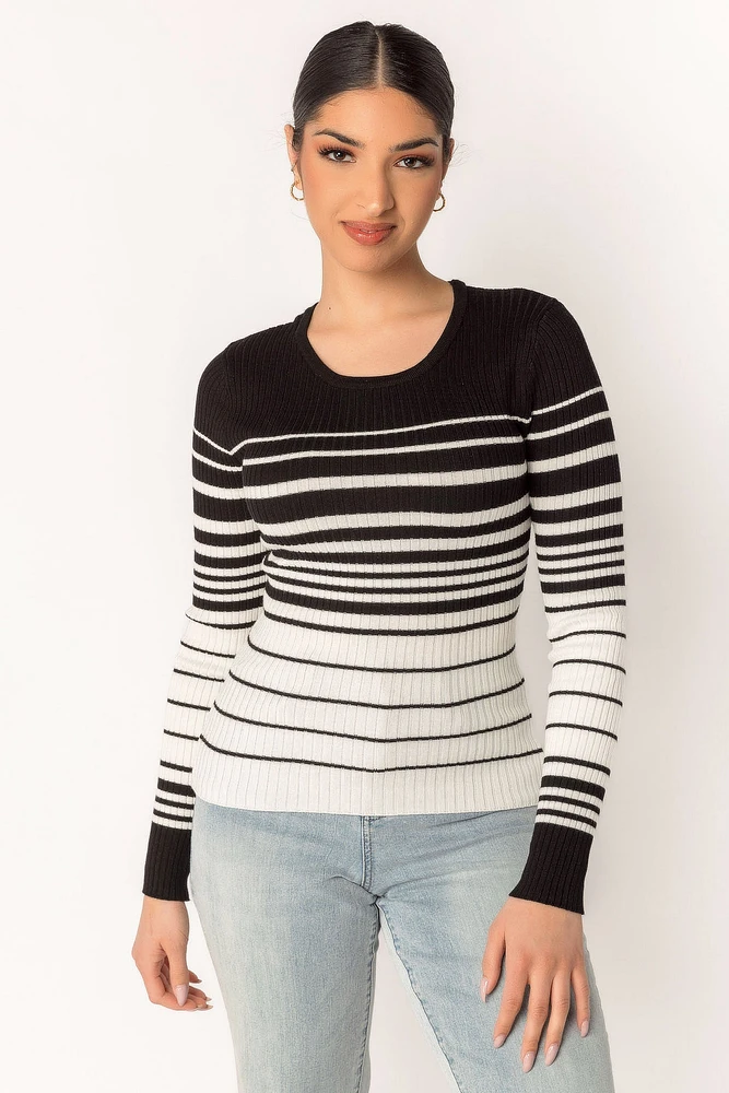 Long Sleeve Crewneck Ribbed Sweater