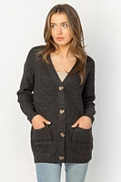 Long Buttoned V-Neck Grandpa Cardigan