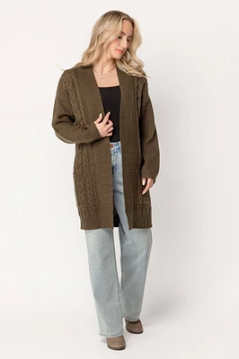 Long Sleeve Cable Knit Cardigan Sweater