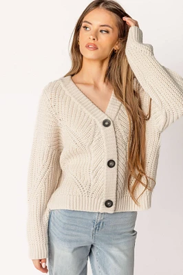 Buttoned V-Neck Cardigan