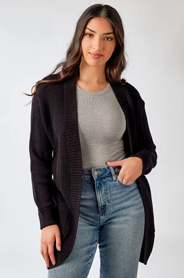 Long-Sleeve Open Cardigan with Pockets