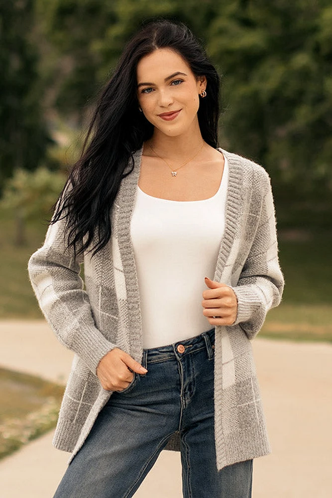 Plaid Open Front Cardigan