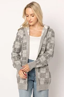 Plaid Cardigan with Sherpa Lined Hood