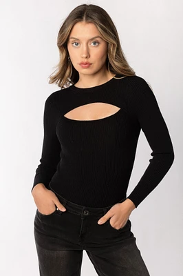 Ribbed Cutout Long sleeve Sweater