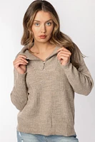 Ribbed Mockneck Sweater with a Half Zip