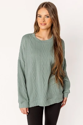 Cable Knit Balloon Sleeve Sweater