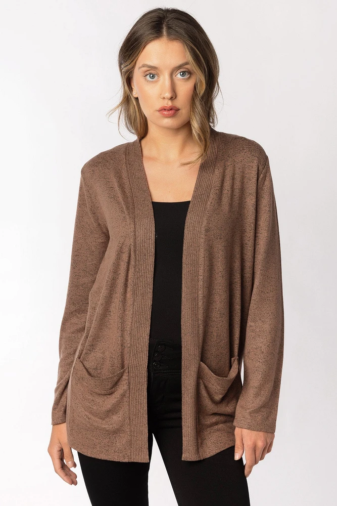 Supersoft Open Cardigan with Ribbed Trim