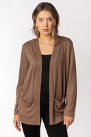 Supersoft Open Cardigan with Ribbed Trim